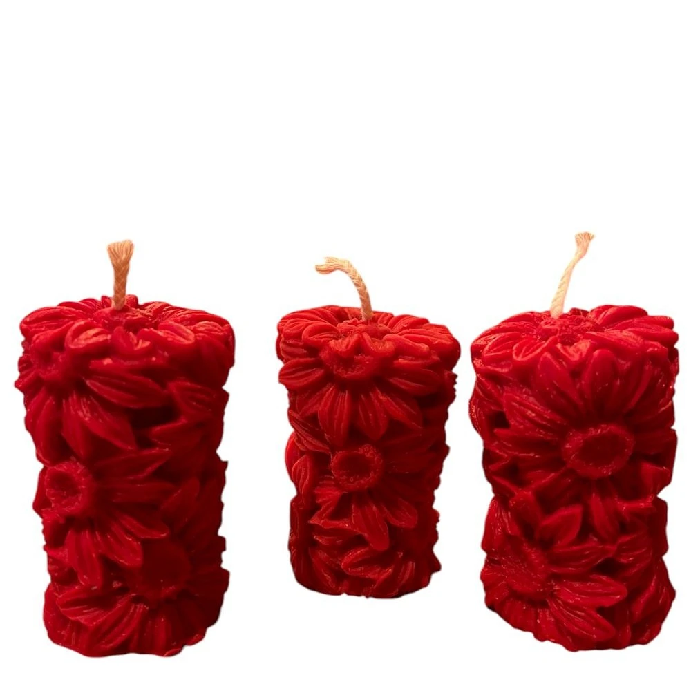 Vela flor cilíndrica roja